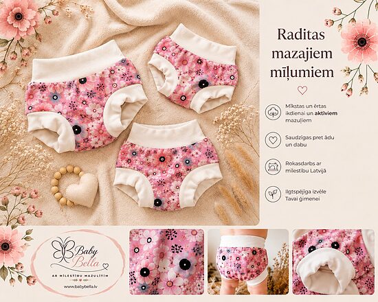 Pottytraining pants for little girls with moisture proof sew in insert